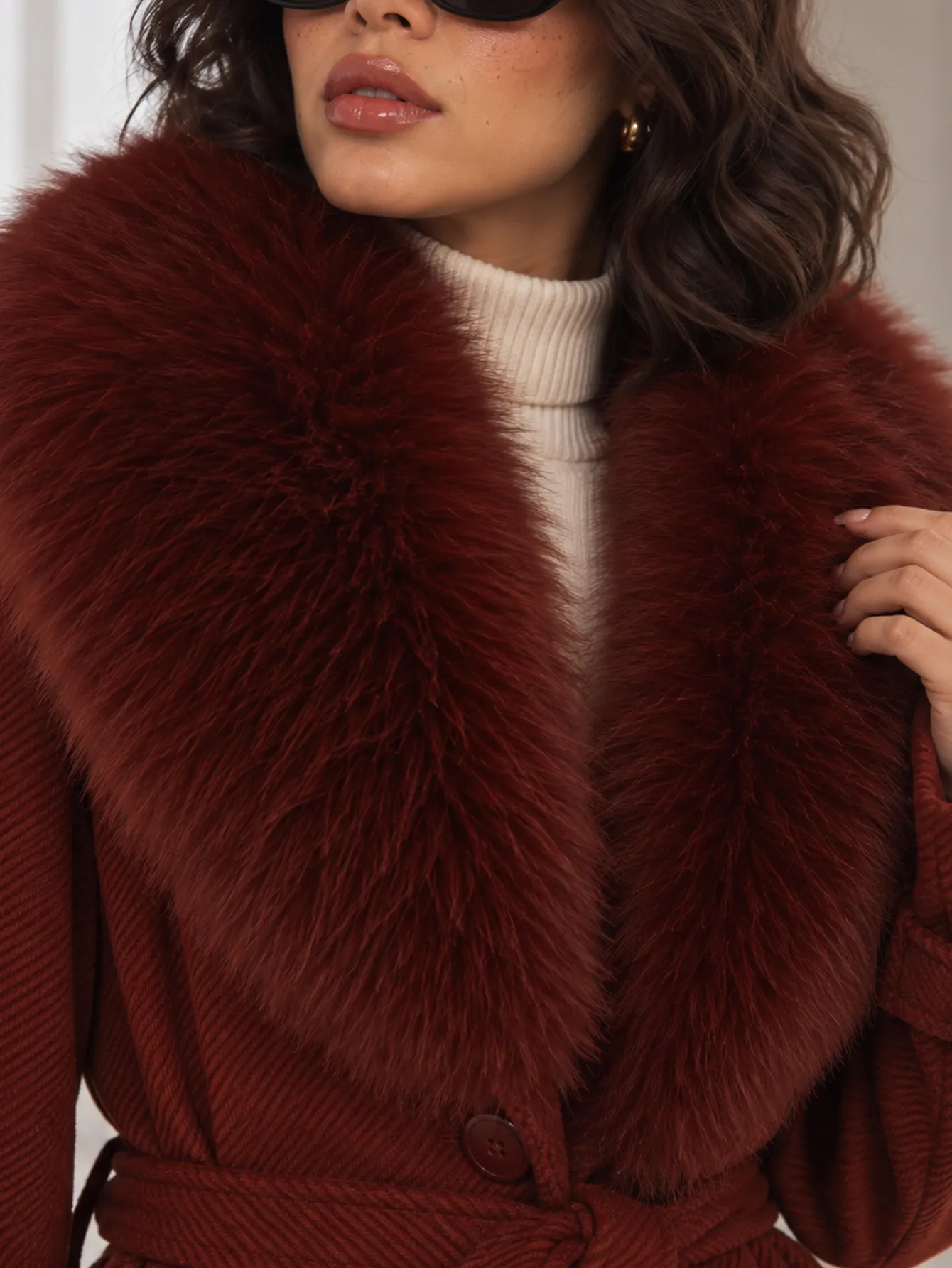M01 Abrigo con pelo - ROJO gRIS 15262